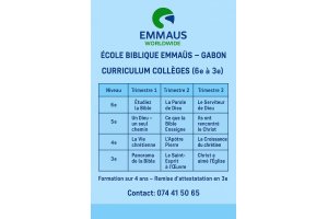 Curriculum Scolaire - École Biblique Emmaüs (6e à 3e)